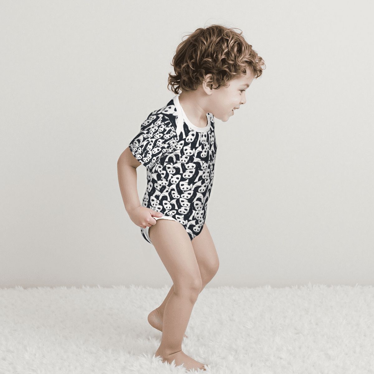 Baby Cotton Short Sleeve Onesie - PANDA