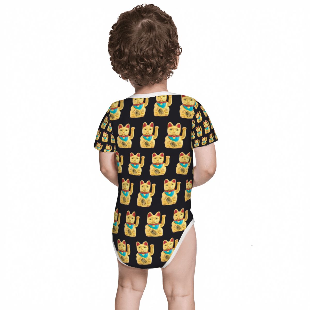 Baby Cotton Short Sleeve Onesie - LUCKY CAT