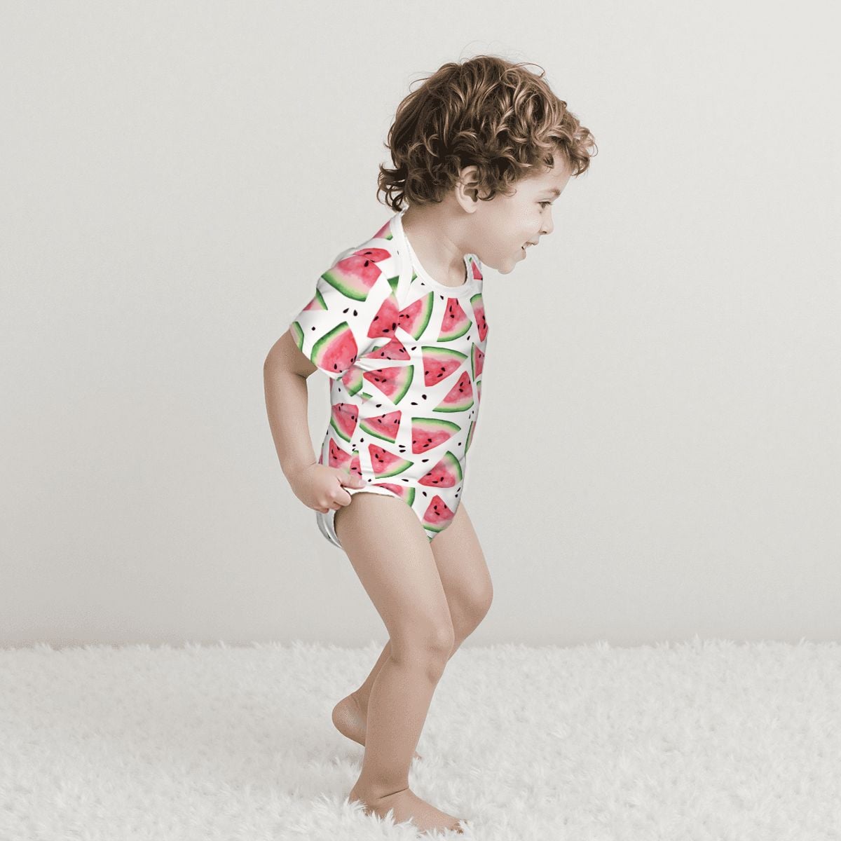 Baby Cotton Short Sleeve Onesie - WATERMELON