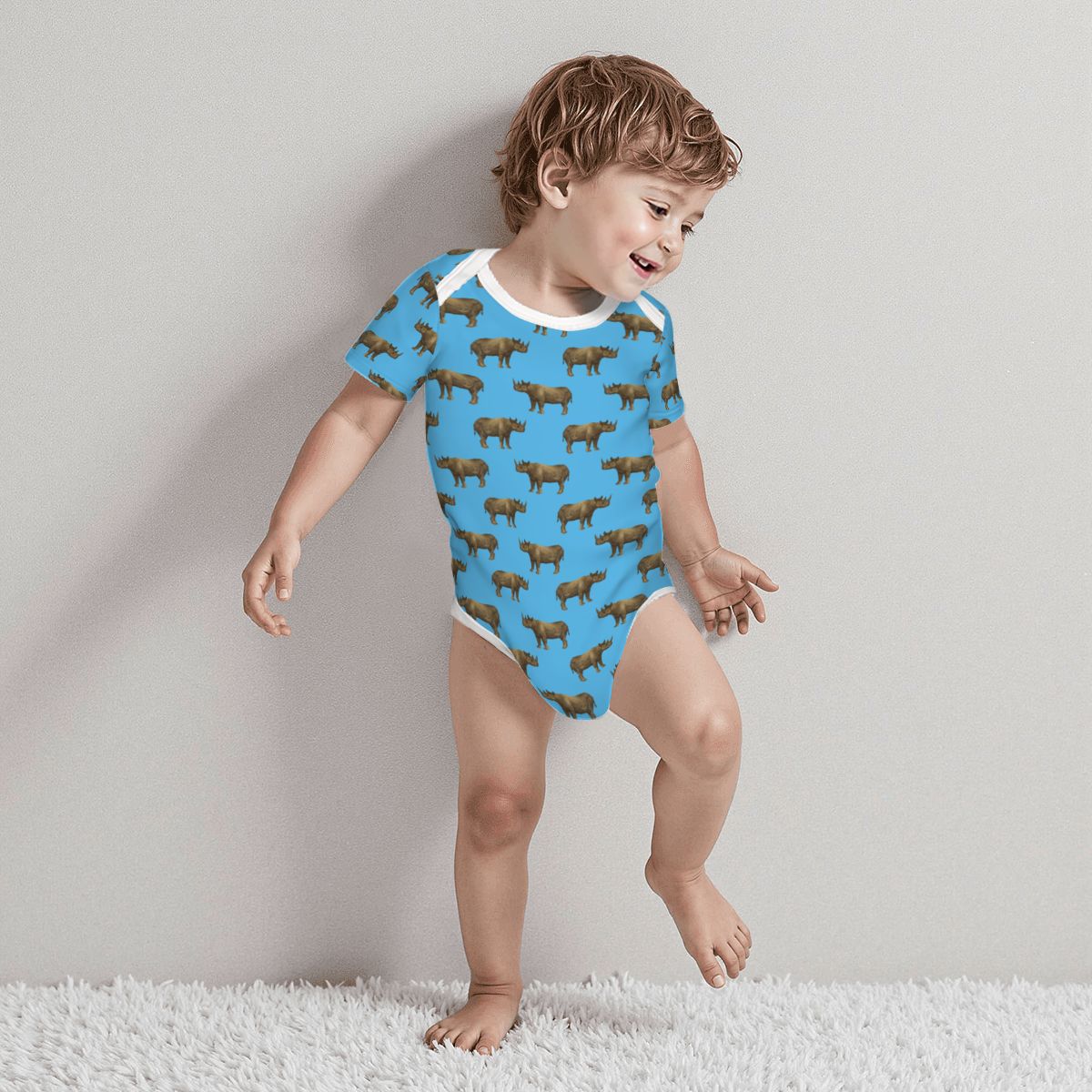 Baby Cotton Short Sleeve Onesie - RHINO