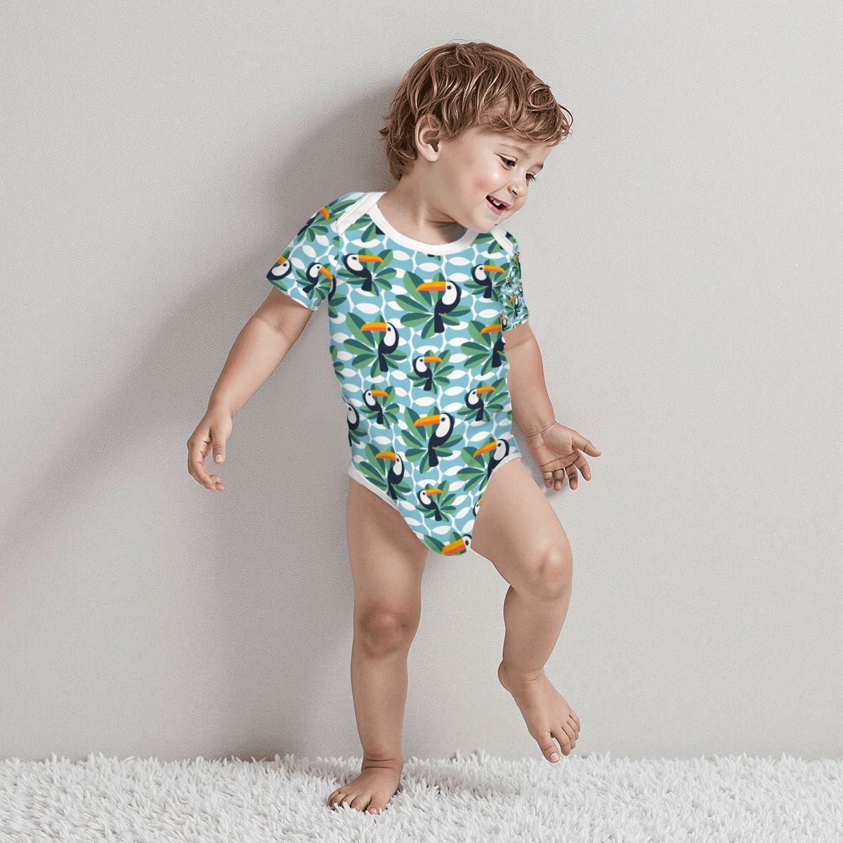 Baby Cotton Short Sleeve Onesie - BIRDS