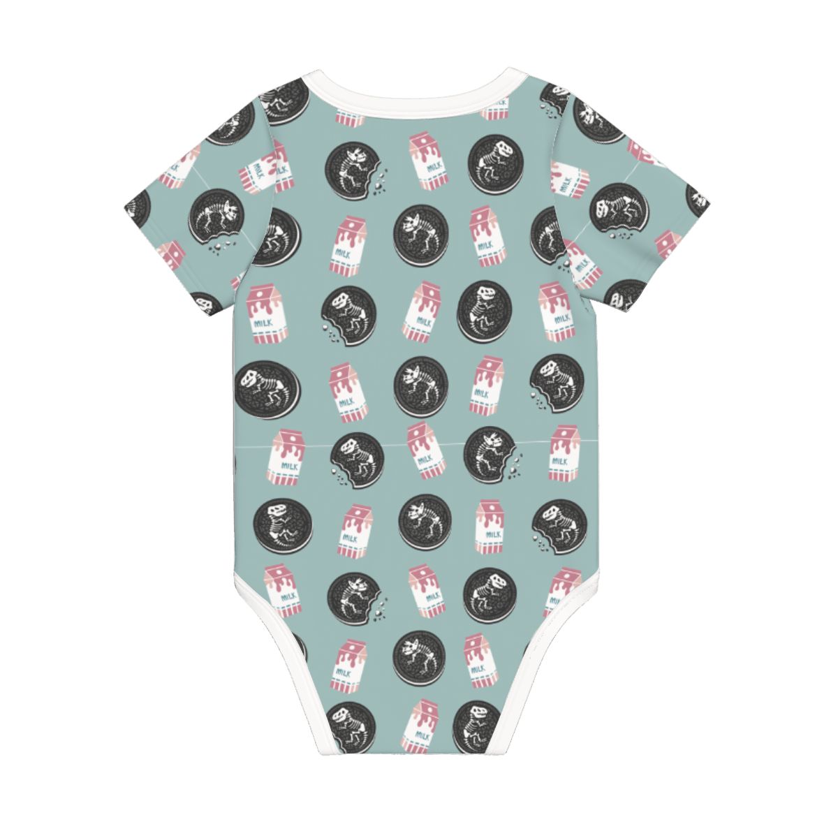 Baby Cotton Short Sleeve Onesie - DINO OREO