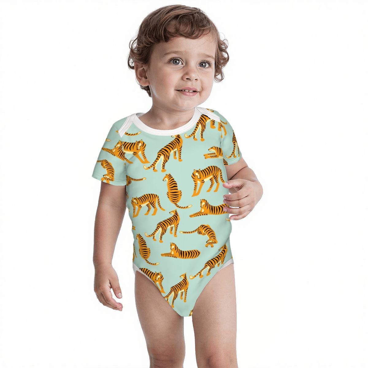 Baby Cotton Short Sleeve Onesie - TIGER
