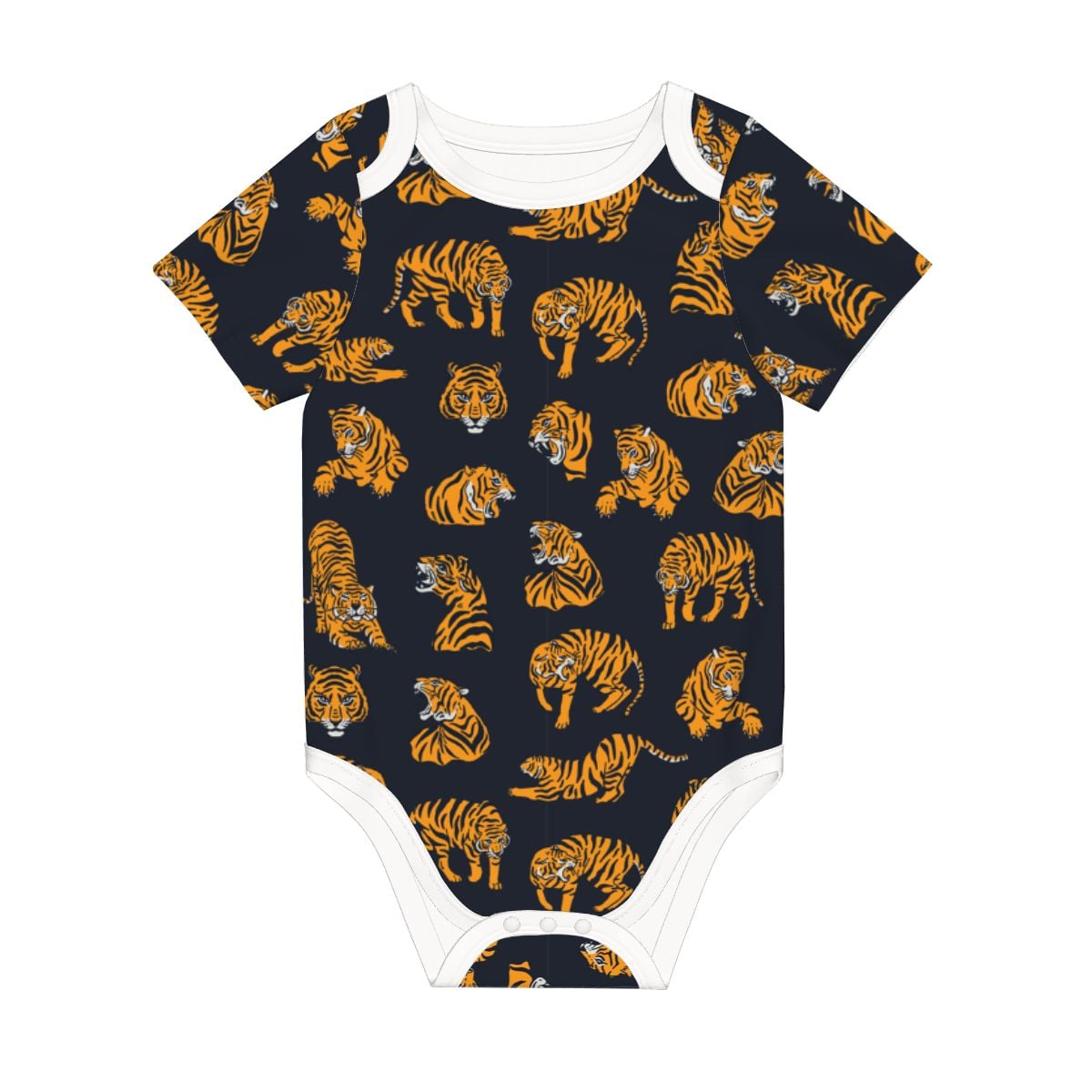 Baby Cotton Short Sleeve Onesie - TIGER BLACK