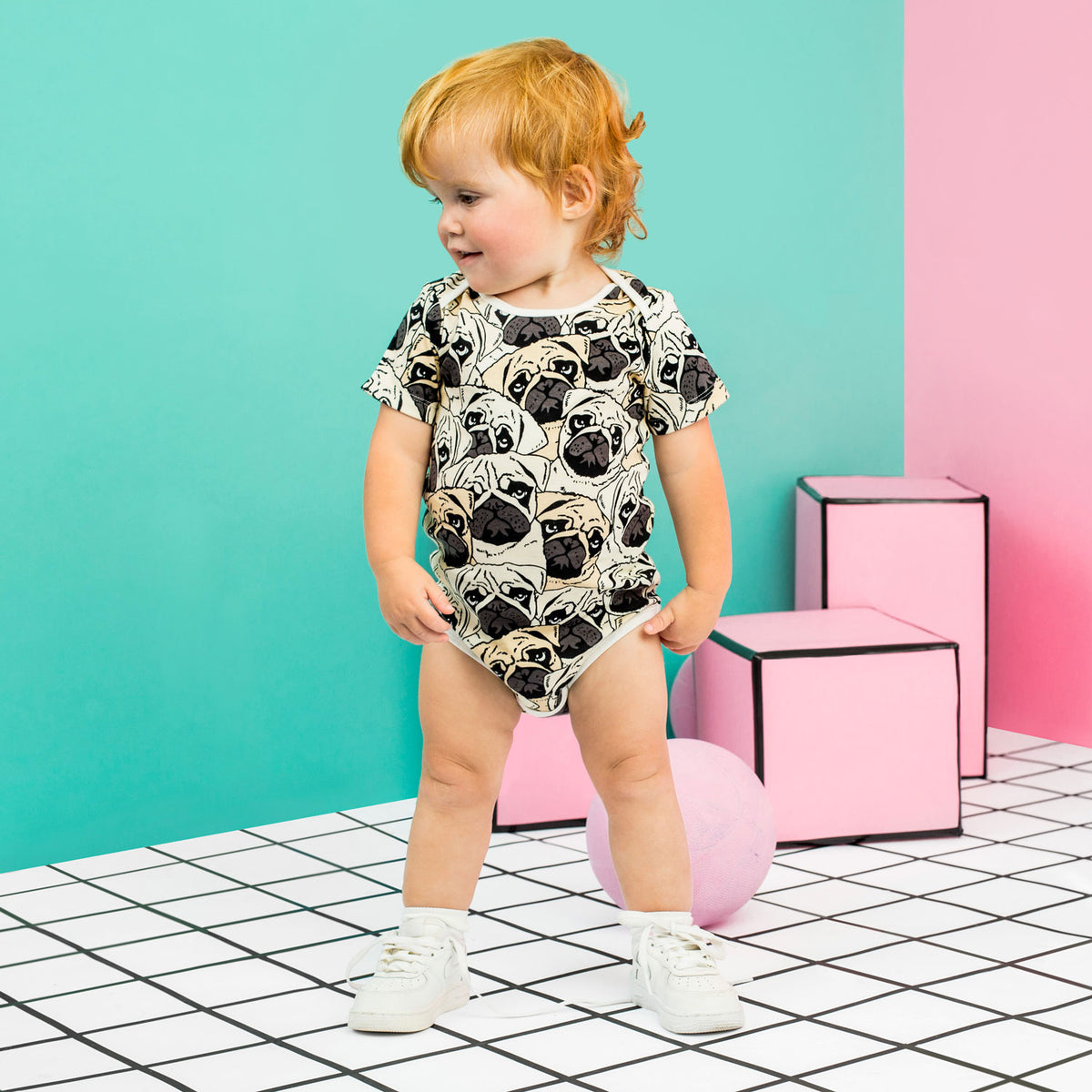 Baby Cotton Short Sleeve Onesie - Pug Off