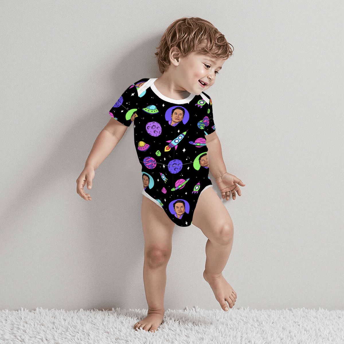 Baby Cotton Short Sleeve Onesie - ELON MUSK