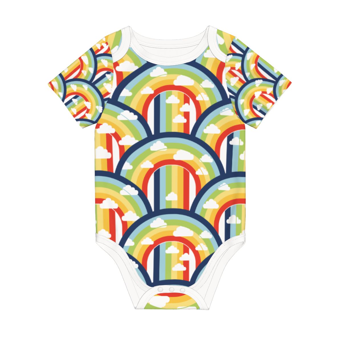 Baby Cotton Short Sleeve Onesie - RAINBOW