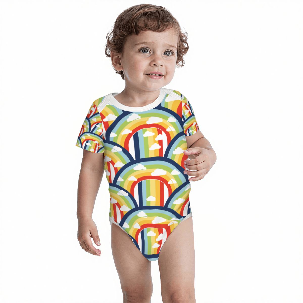 Baby Cotton Short Sleeve Onesie - RAINBOW