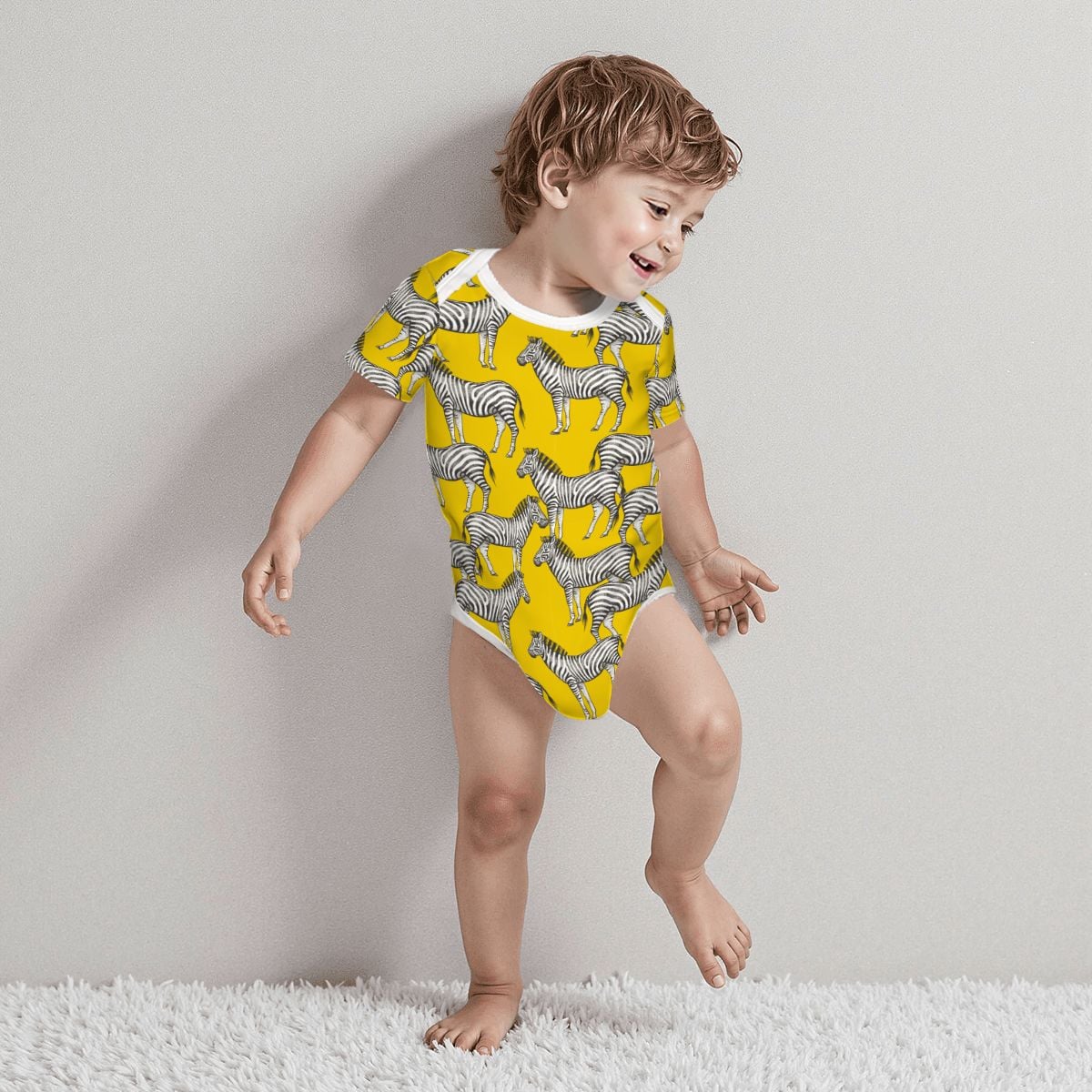 Baby Cotton Short Sleeve Onesie - ZEBRA
