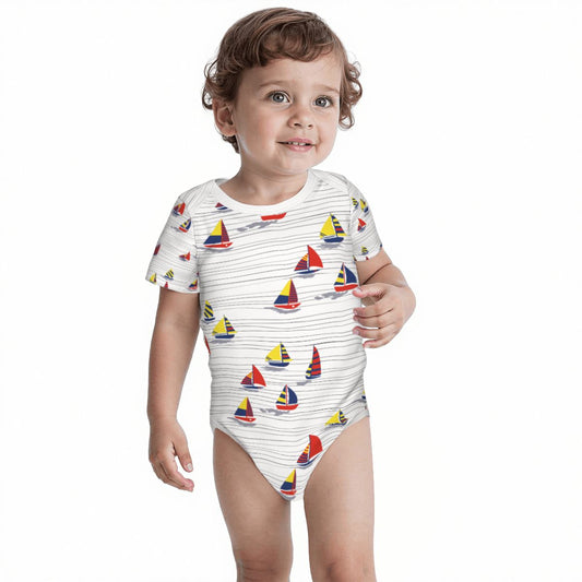 Baby Cotton Short Sleeve Onesies - Sail Away With Me Honey
