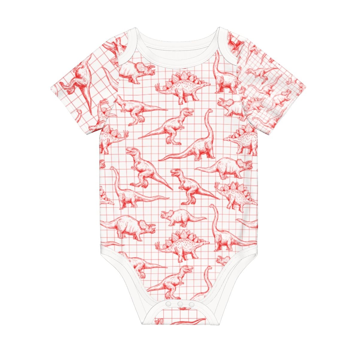 Baby Cotton Short Sleeve Onesie - DINO GRID