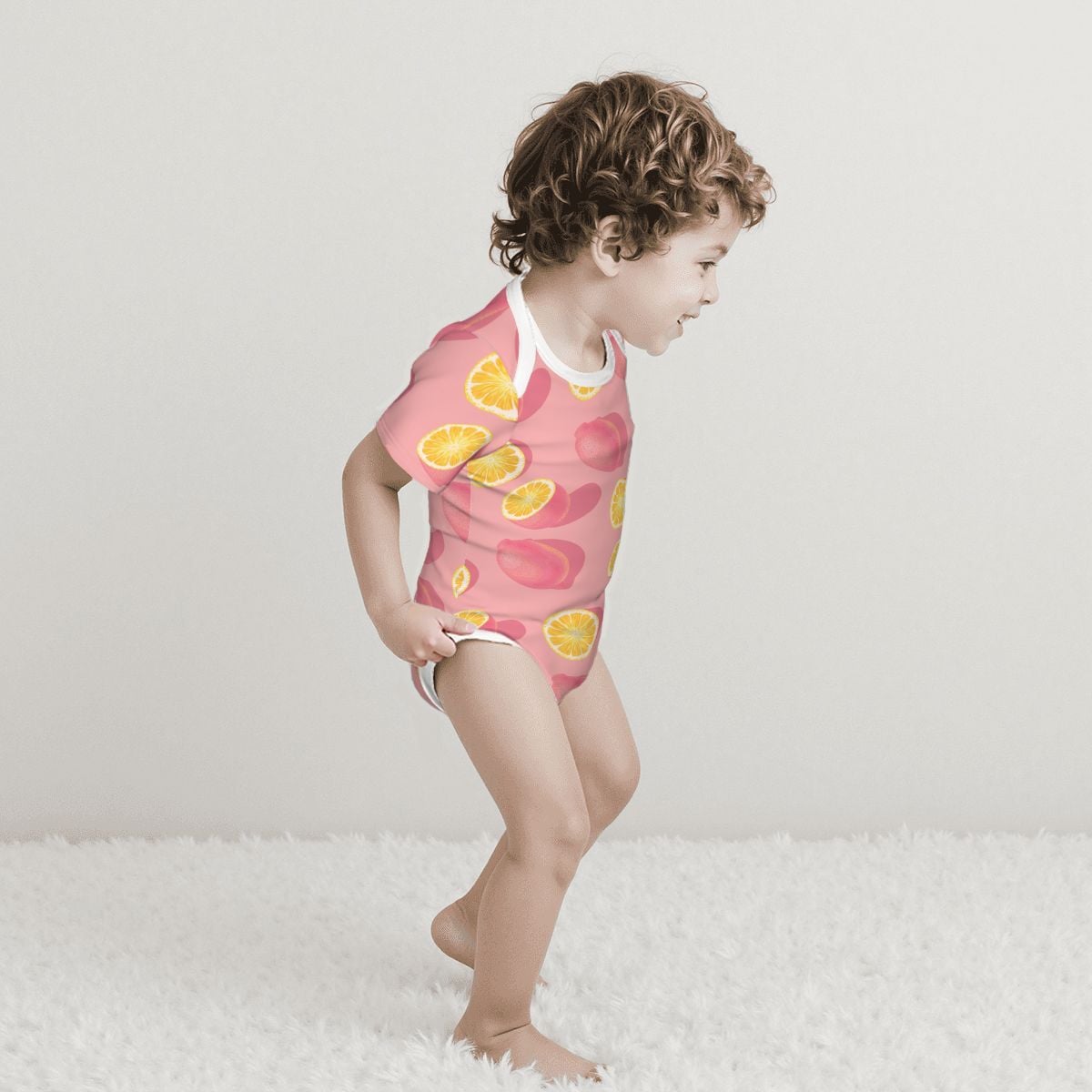 Baby Cotton Short Sleeve Onesie - PINK LEMON