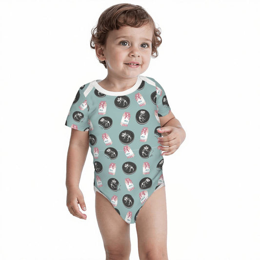 Baby Cotton Short Sleeve Onesie - DINO OREO