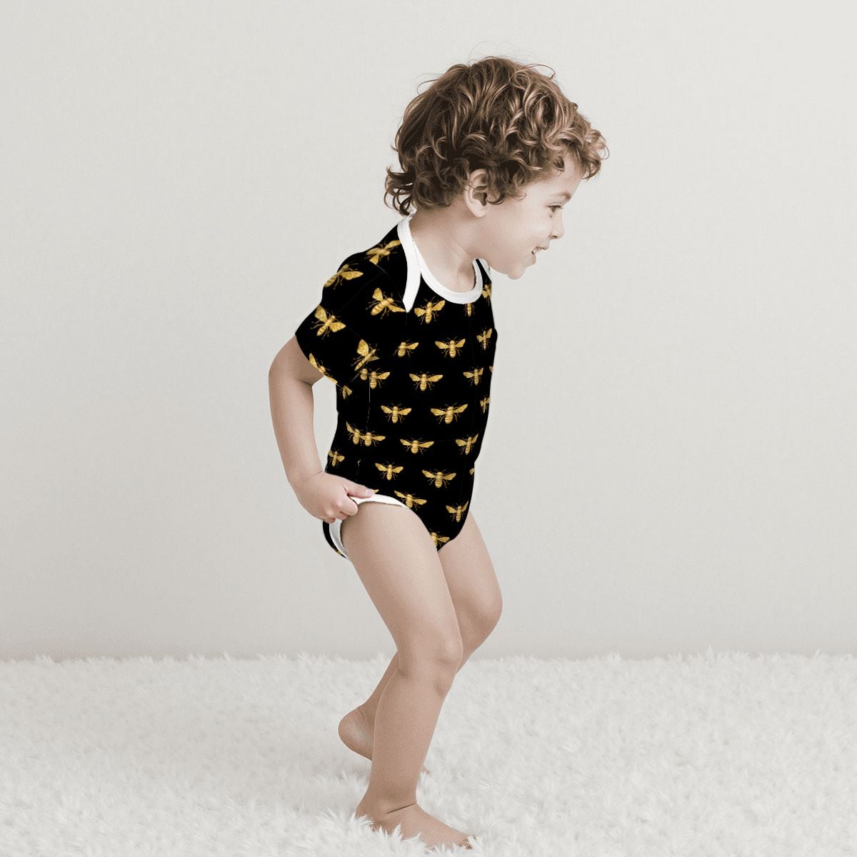 Baby Cotton Short Sleeve Onesie - GOLDEN BEE