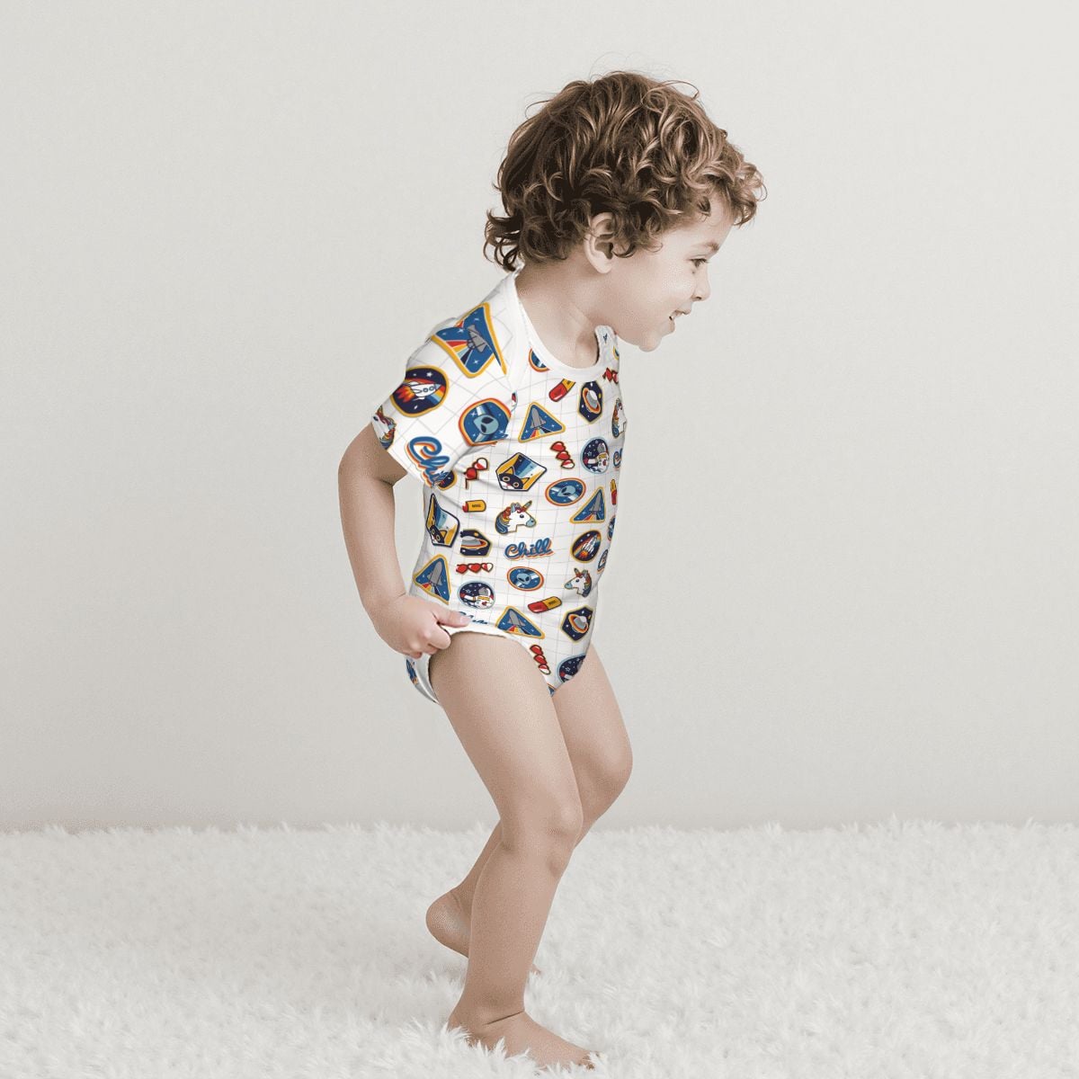 Baby Cotton Short Sleeve Onesie - SPACE