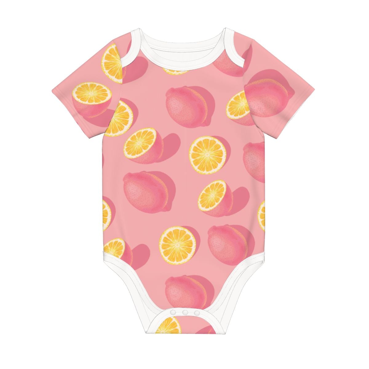 Baby Cotton Short Sleeve Onesie - PINK LEMON