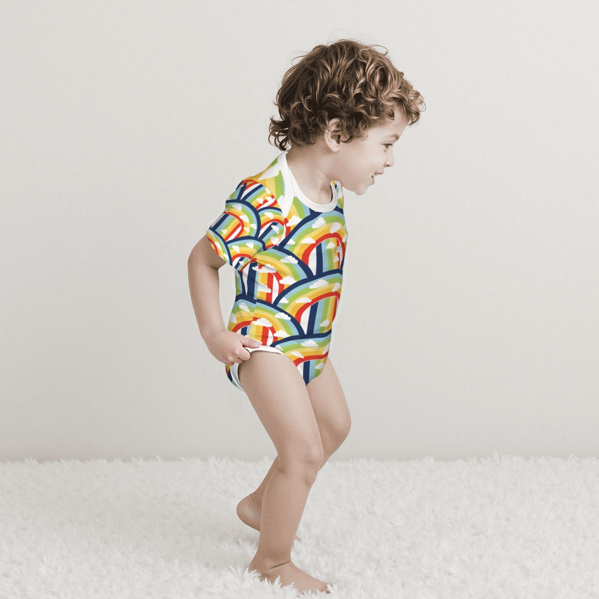 Baby Cotton Short Sleeve Onesie - RAINBOW