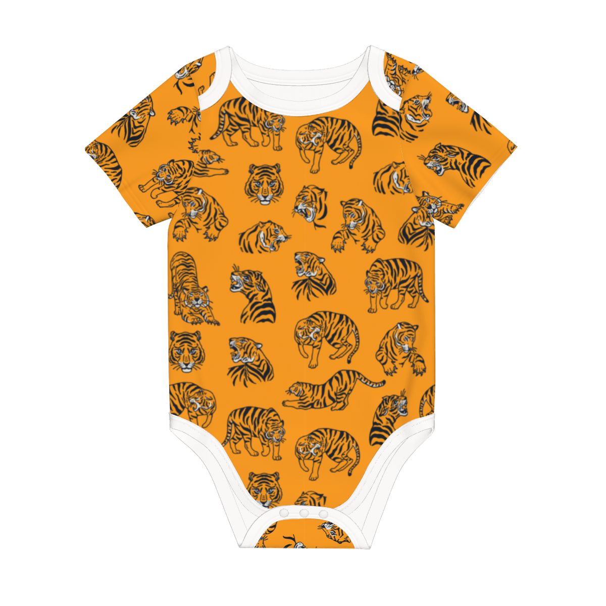 Baby Cotton Short Sleeve Onesie - TIGER ORANGE