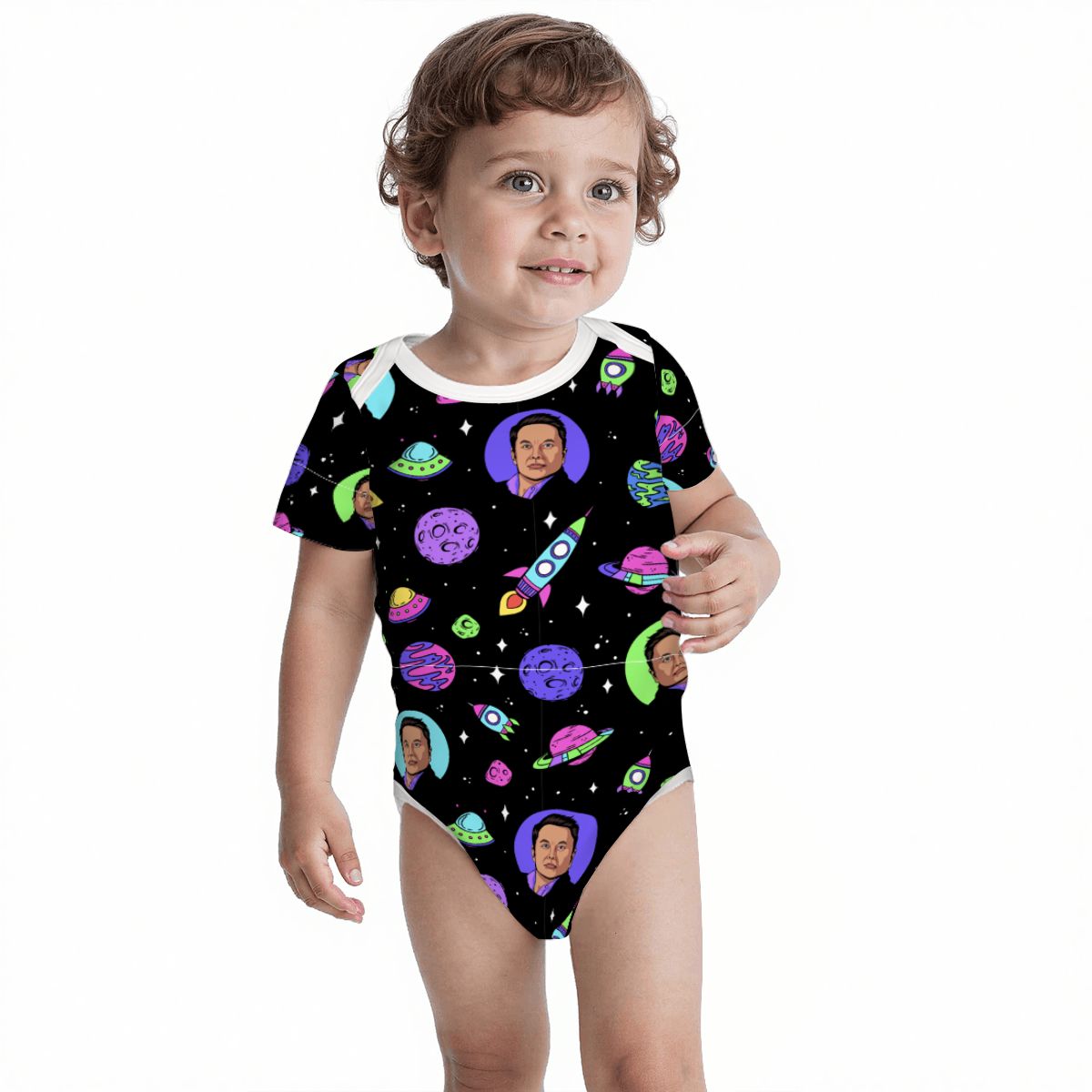 Baby Cotton Short Sleeve Onesie - ELON MUSK
