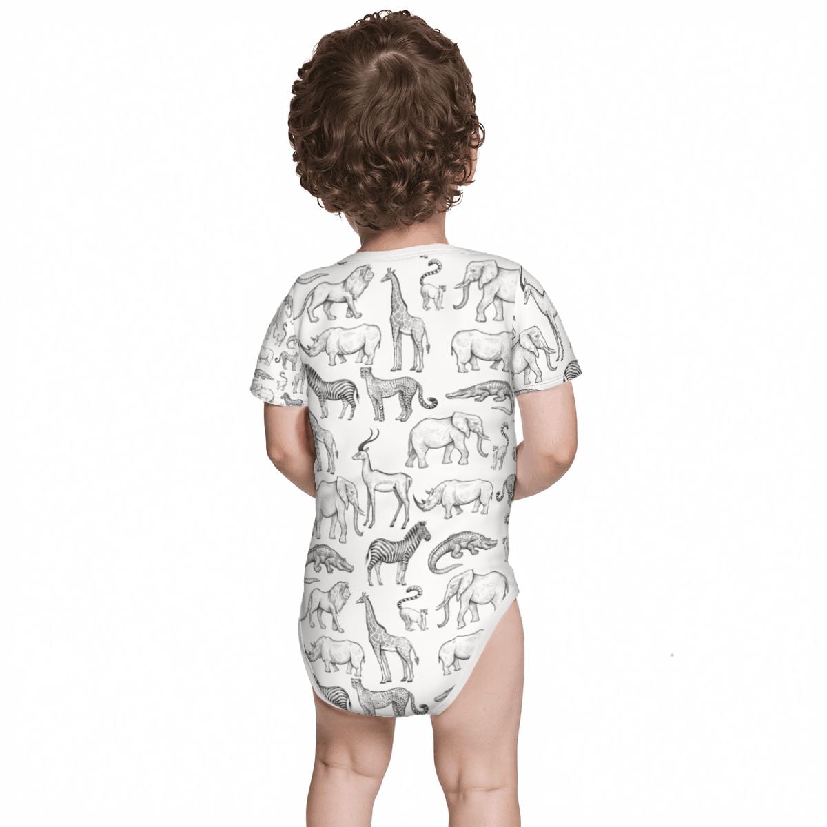 Baby Cotton Short Sleeve Onesie - WILD ANIMALS