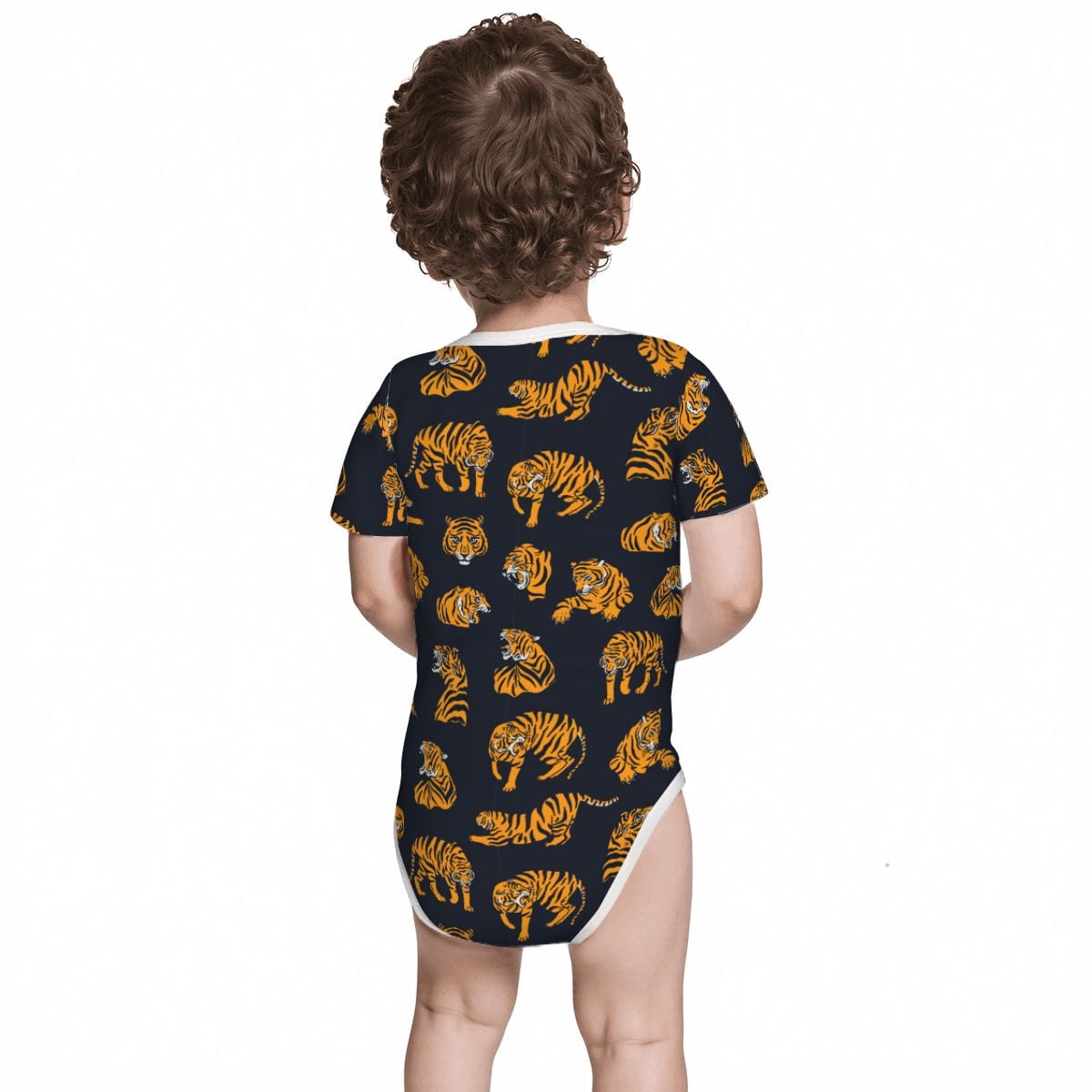 Baby Cotton Short Sleeve Onesie - TIGER BLACK
