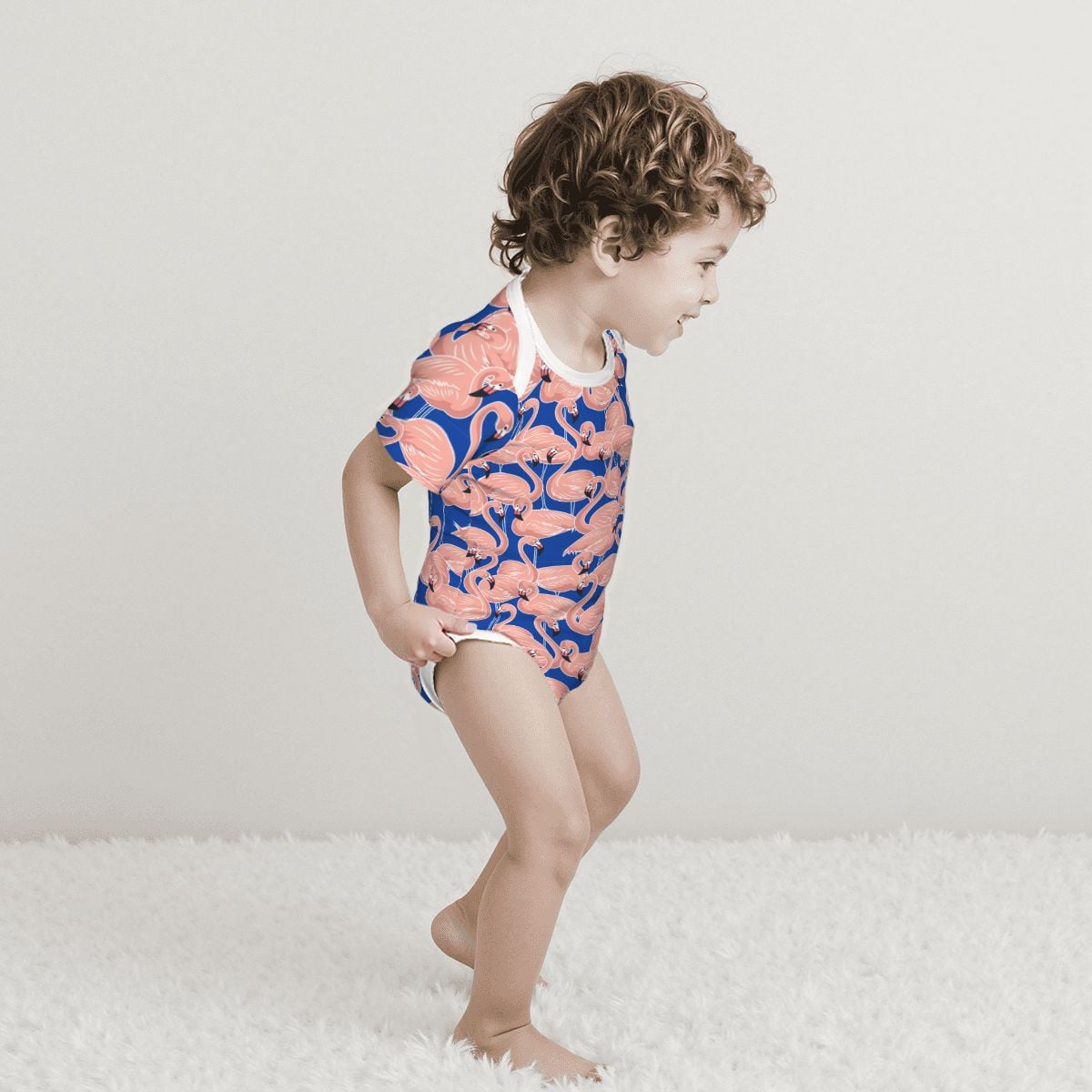 Baby Cotton Short Sleeve Onesie - FLAMINGO