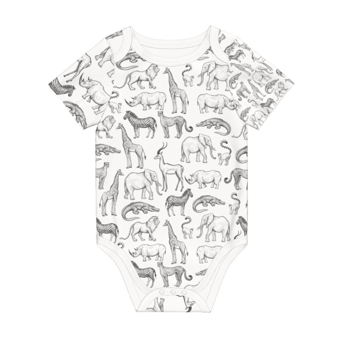 Baby Cotton Short Sleeve Onesie - WILD ANIMALS