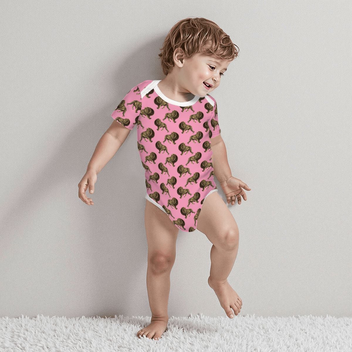 Baby Cotton Short Sleeve Onesie - LION