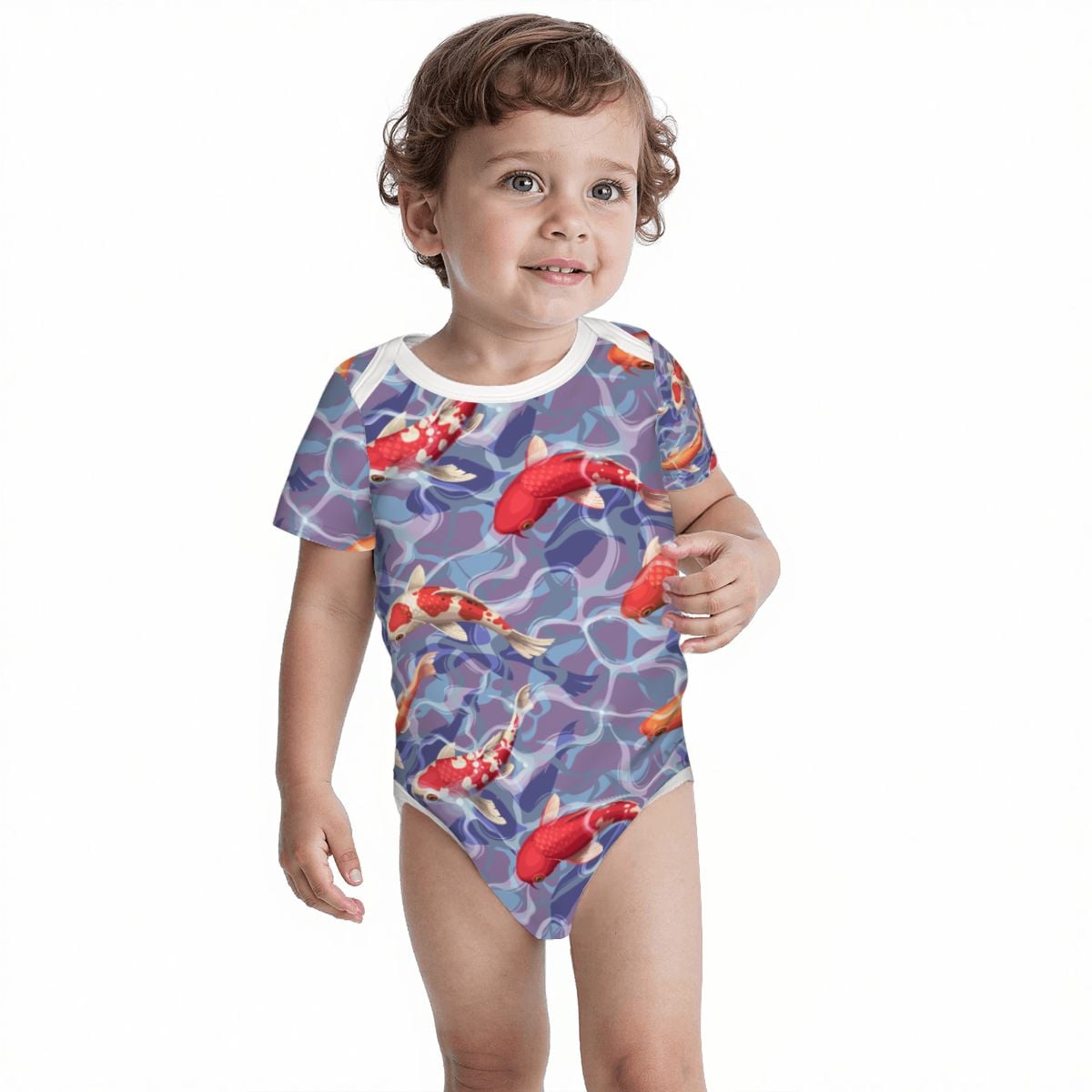 Baby Cotton Short Sleeve Onesie - KOI WATER