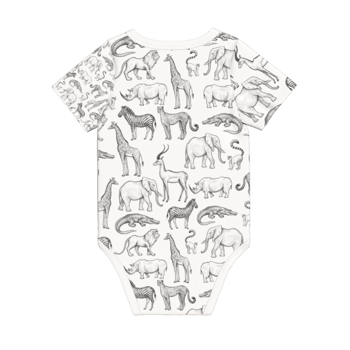 Baby Cotton Short Sleeve Onesie - WILD ANIMALS