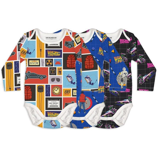 Back To The Future Long Sleeve Baby Bodysuit Bundle-Baby bodysuit bundle-sleep-no-more