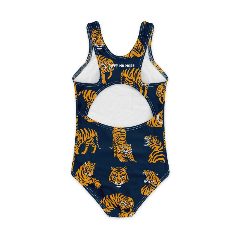 Kids Swimwear One Piece OLD SCHOOL TIGER BLUE