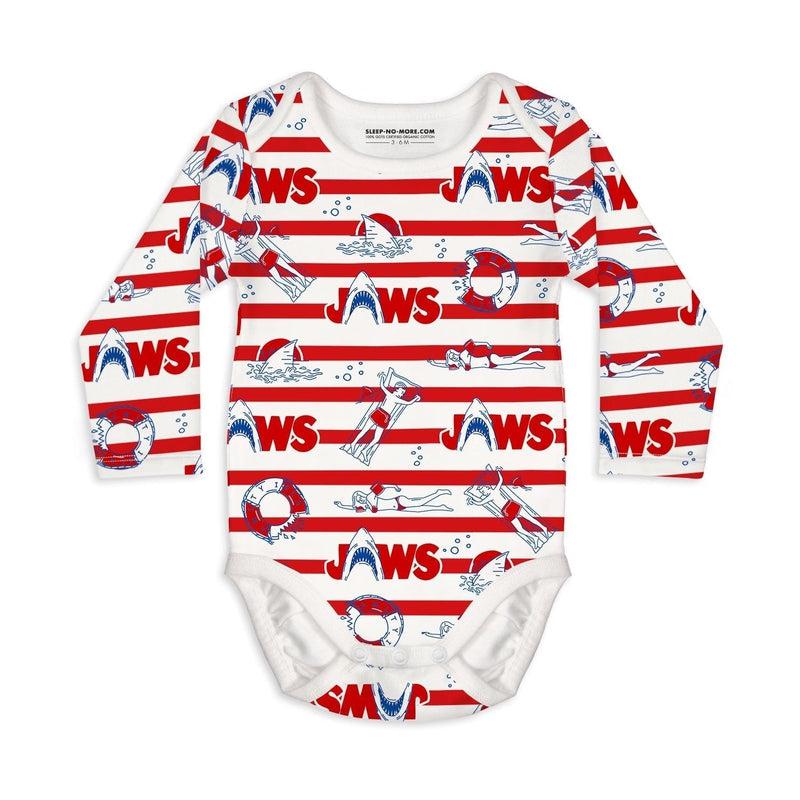 Long Sleeve Baby Bodysuit JAWS 04-baby romper-sleep-no-more