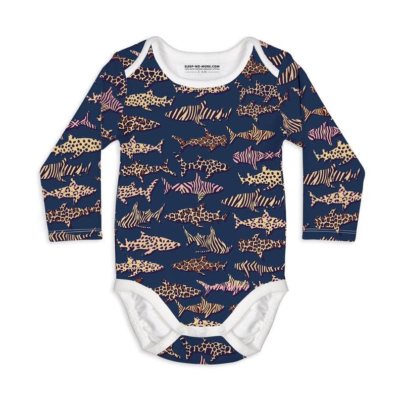 Long Sleeve Baby Bodysuit MUMMY SHARK-baby romper-sleep-no-more