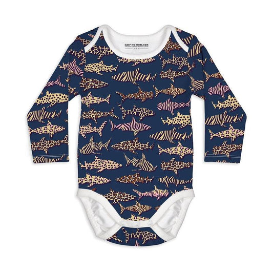 Long Sleeve Baby Bodysuit MUMMY SHARK-baby romper-sleep-no-more