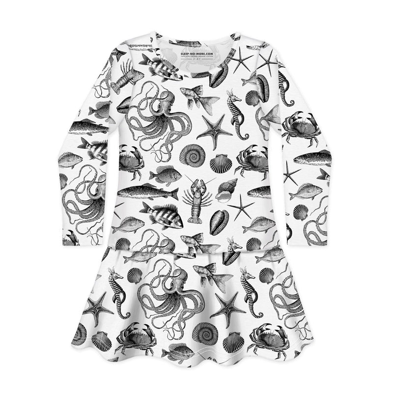 Long Sleeve Dress LOTS OF FISH IN THE SEA-Dresses-sleep-no-more