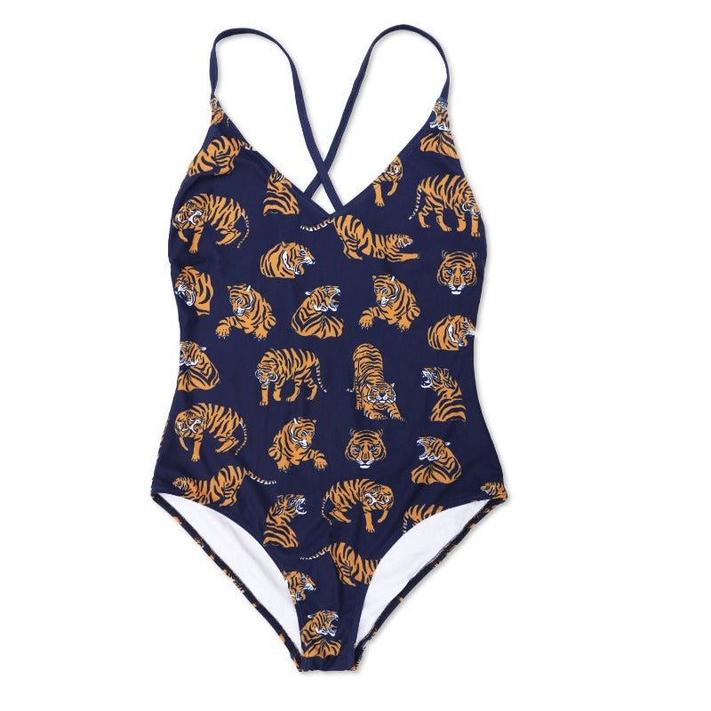 Adult Swimwear ▪︎ One Piece ▪︎ OLD SCHOOL TIGER ▪︎ BLUE