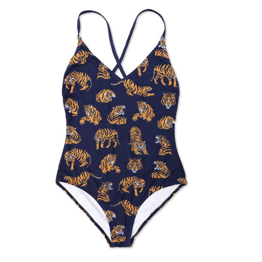 Adult Swimwear ▪︎ One Piece ▪︎ OLD SCHOOL TIGER ▪︎ BLUE