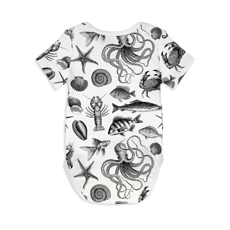 Short Sleeve Baby Bodysuit LOTS OF FISH IN THE SEA-bodysuits-sleep-no-more