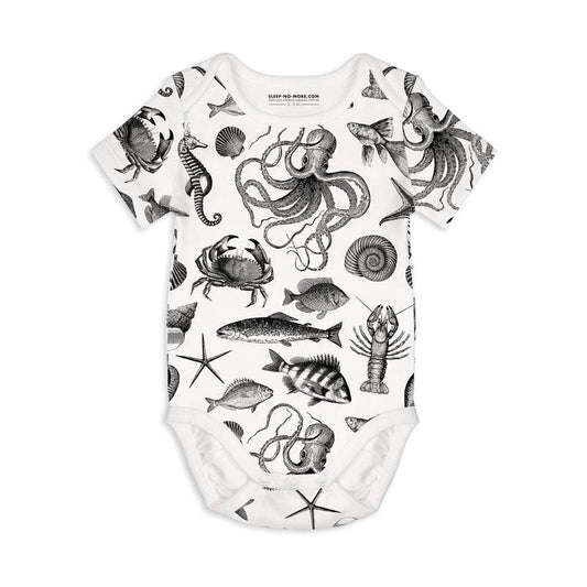 Short Sleeve Baby Bodysuit LOTS OF FISH IN THE SEA-bodysuits-sleep-no-more